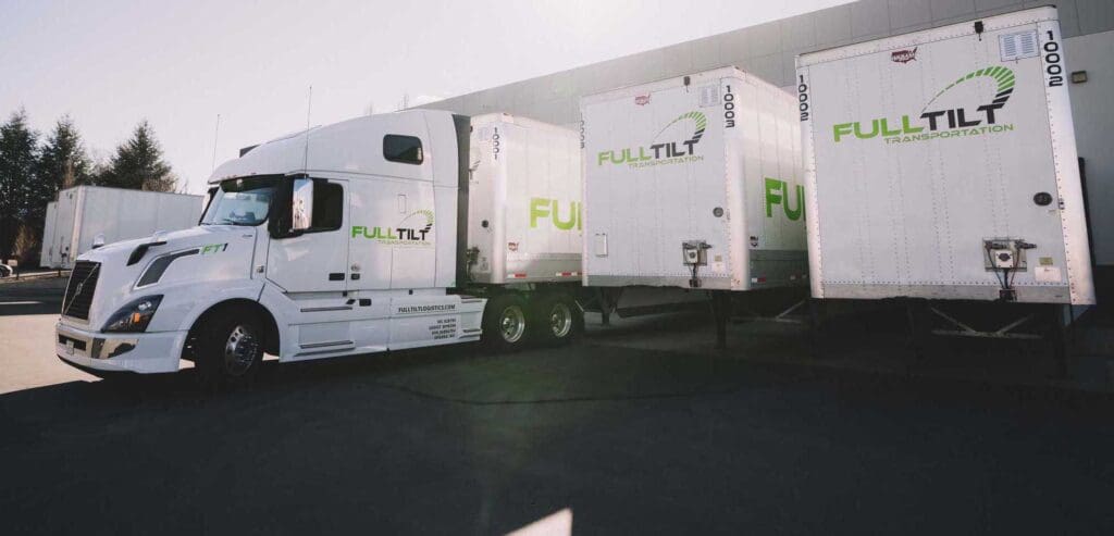 3 Full Tilt Logistics trailers are being loaded in Reno, Nevada