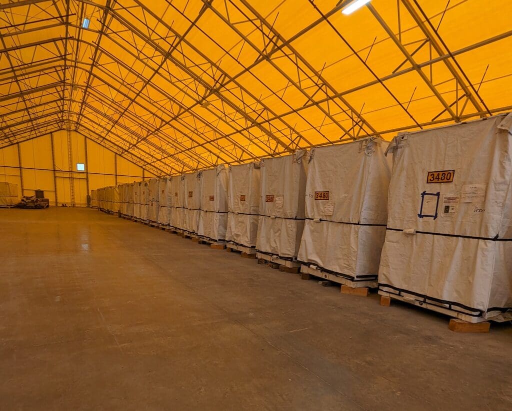 generators are being stored in a laydown yard